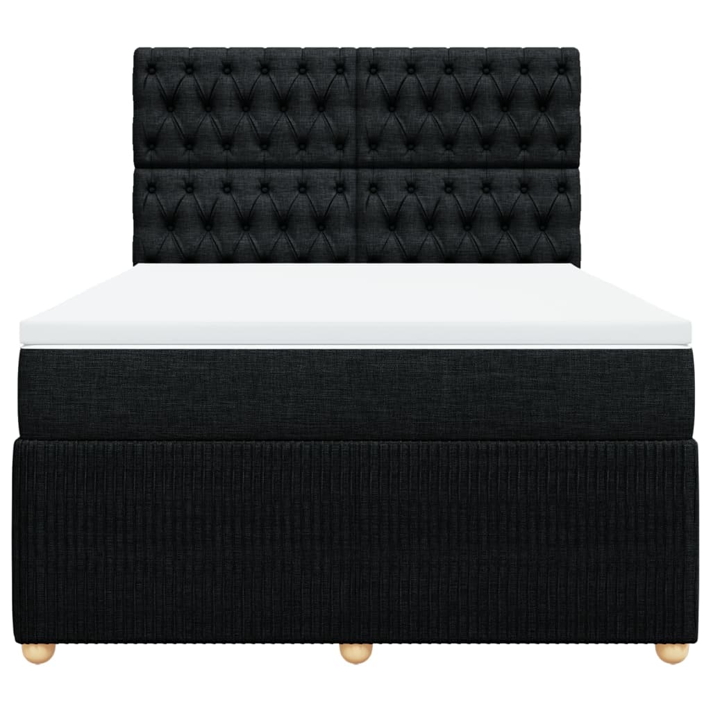 Boxspring met matras stof zwart 140x190 cm