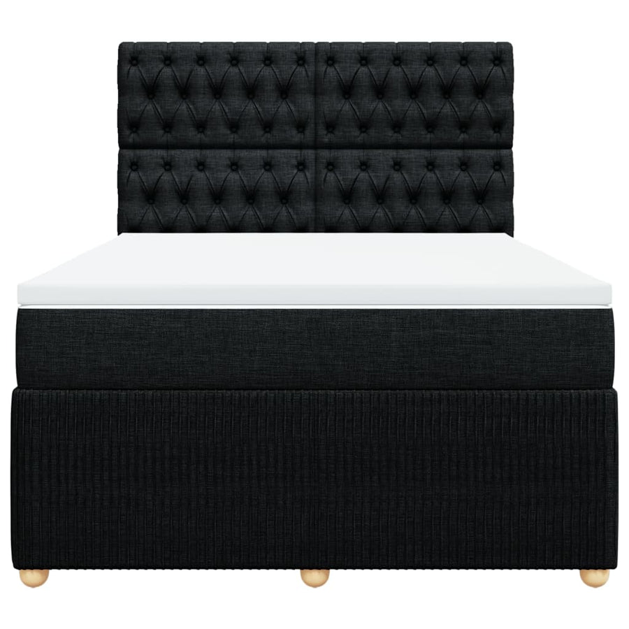 Boxspring met matras stof zwart 140x190 cm