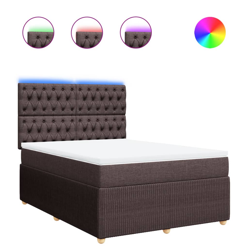 Boxspring met matras stof donkerbruin 140x190 cm