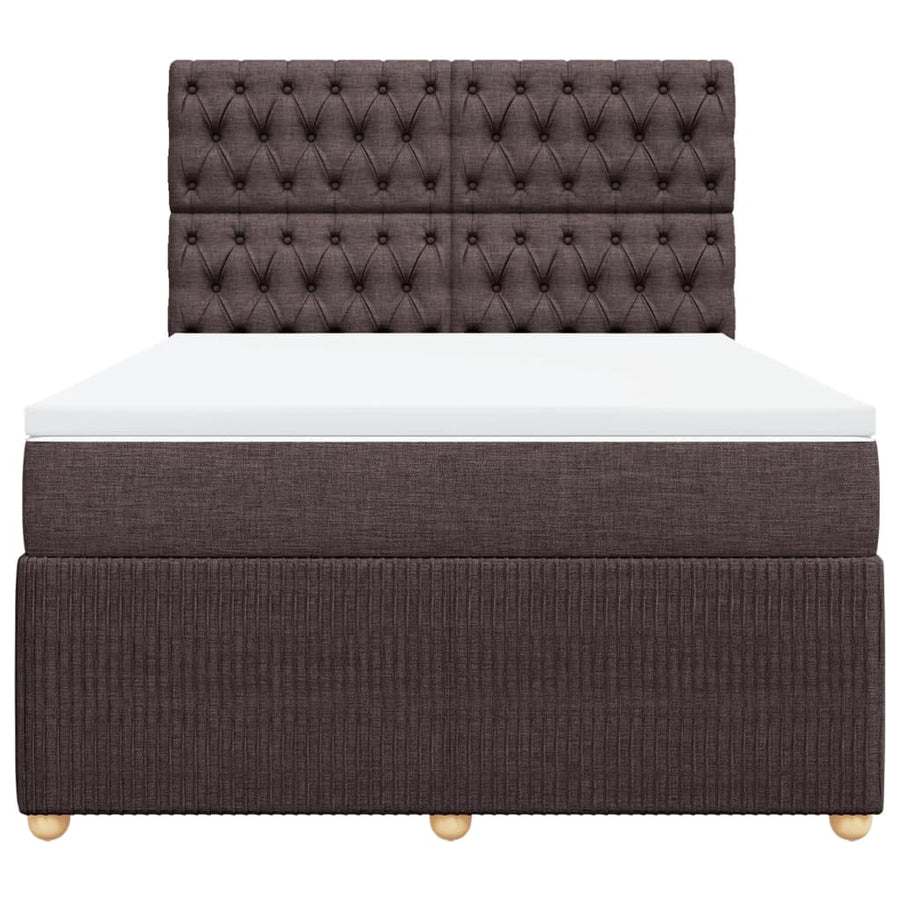 Boxspring met matras stof donkerbruin 140x190 cm