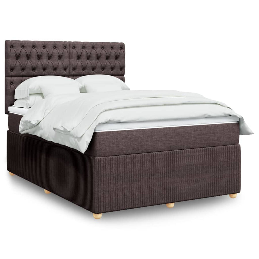 Boxspring met matras stof donkerbruin 140x190 cm