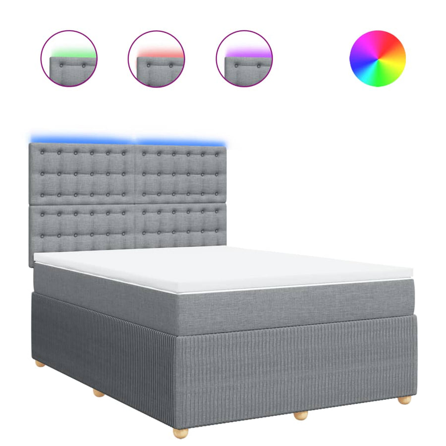 Boxspring met matras stof lichtgrijs 140x190 cm