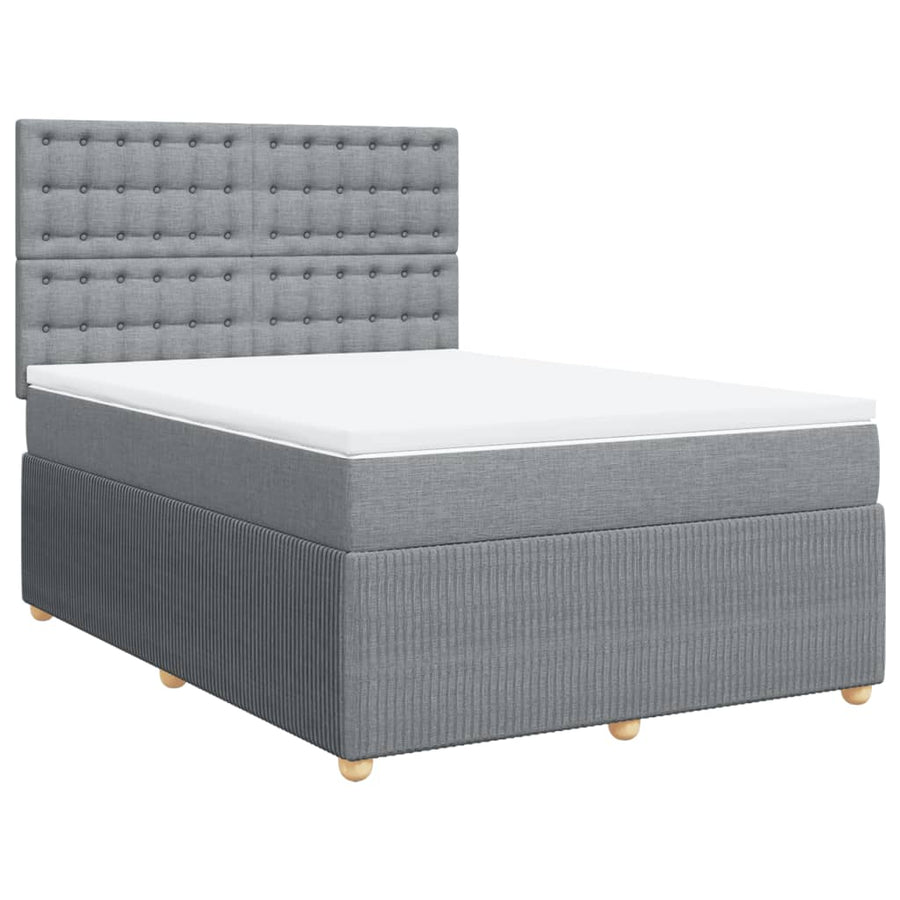 Boxspring met matras stof lichtgrijs 140x190 cm