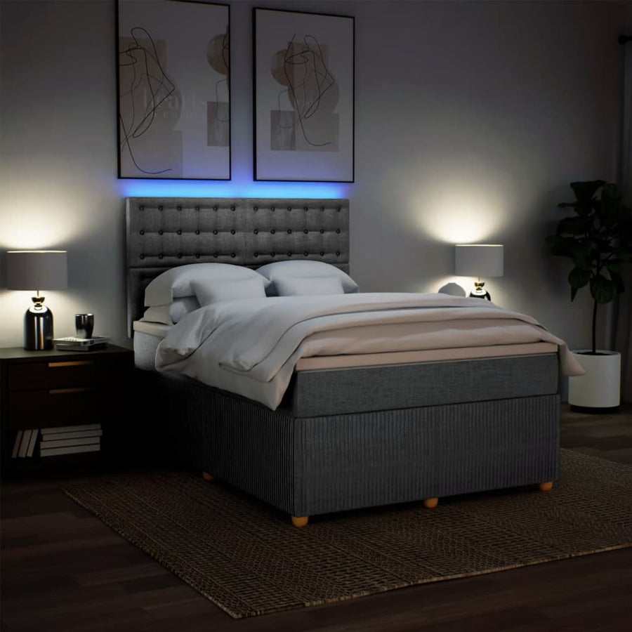 Boxspring met matras stof lichtgrijs 140x190 cm