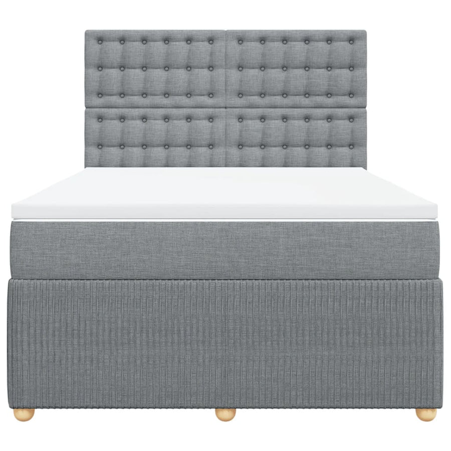 Boxspring met matras stof lichtgrijs 140x190 cm