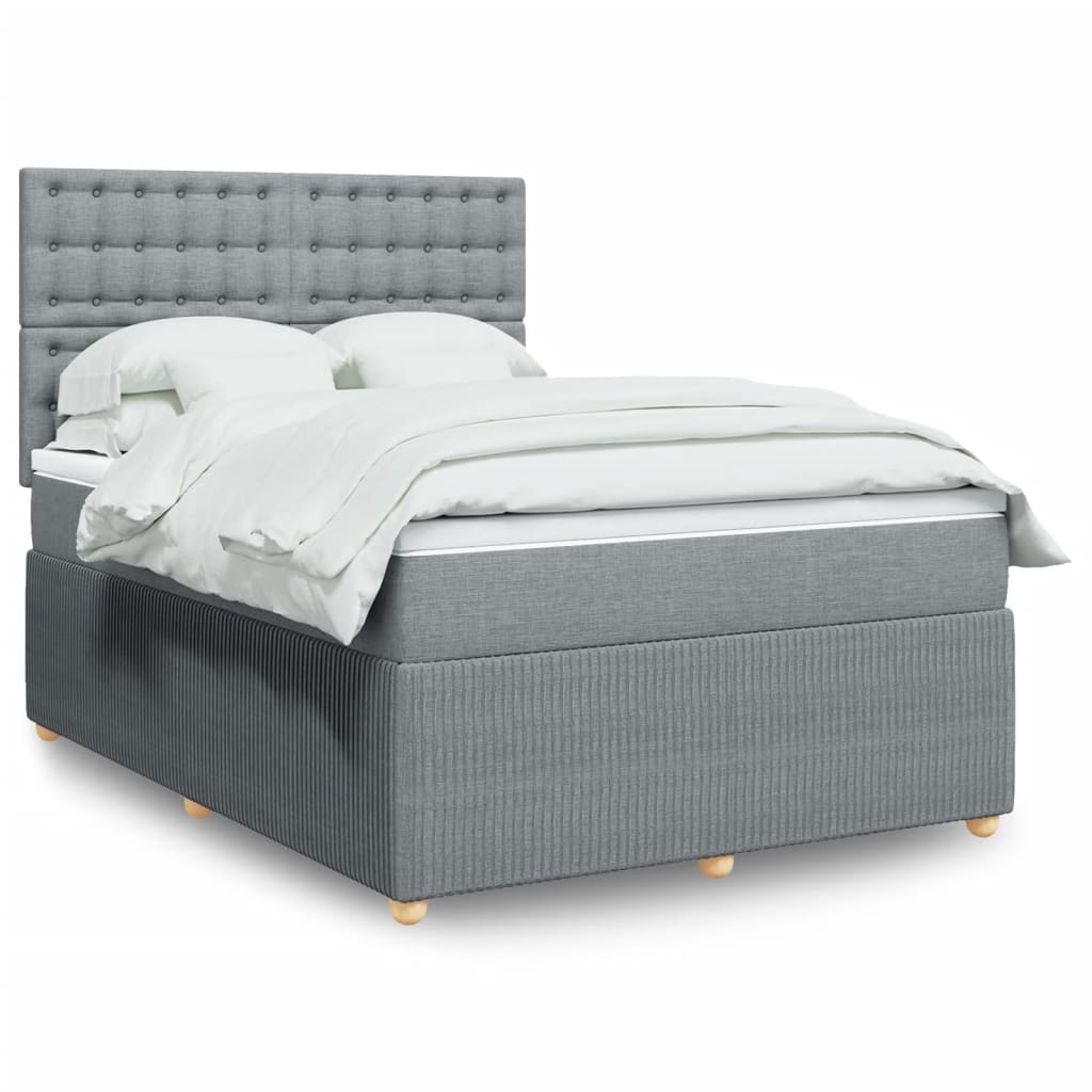 Boxspring met matras stof lichtgrijs 140x190 cm