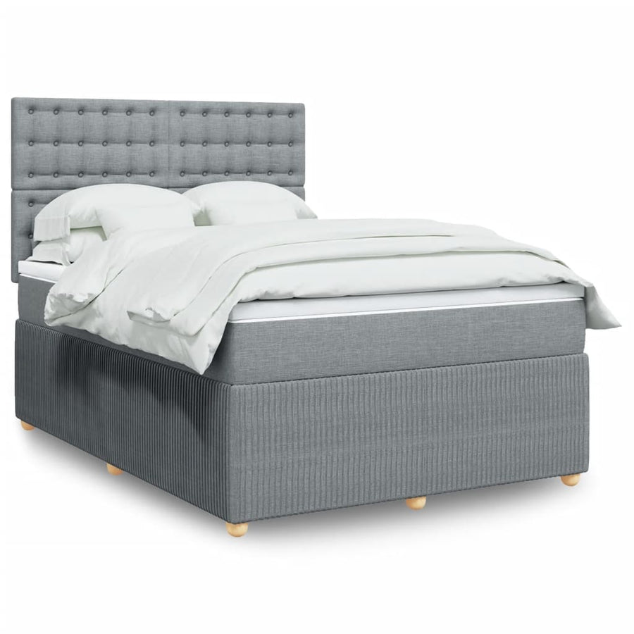 Boxspring met matras stof lichtgrijs 140x190 cm