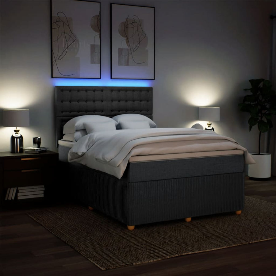 Boxspring met matras stof donkergrijs 140x190 cm