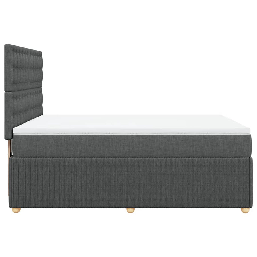 Boxspring met matras stof donkergrijs 140x190 cm
