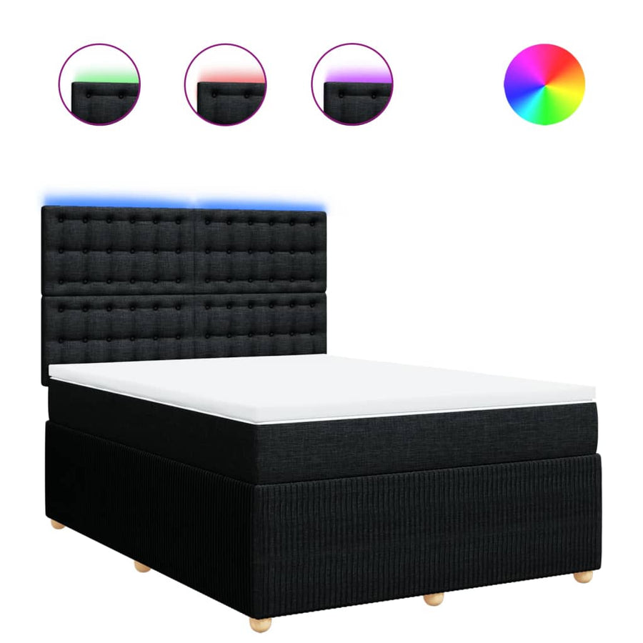Boxspring met matras stof zwart 140x190 cm