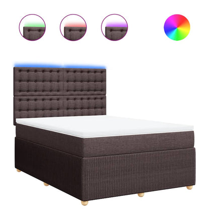 Boxspring met matras stof donkerbruin 140x190 cm