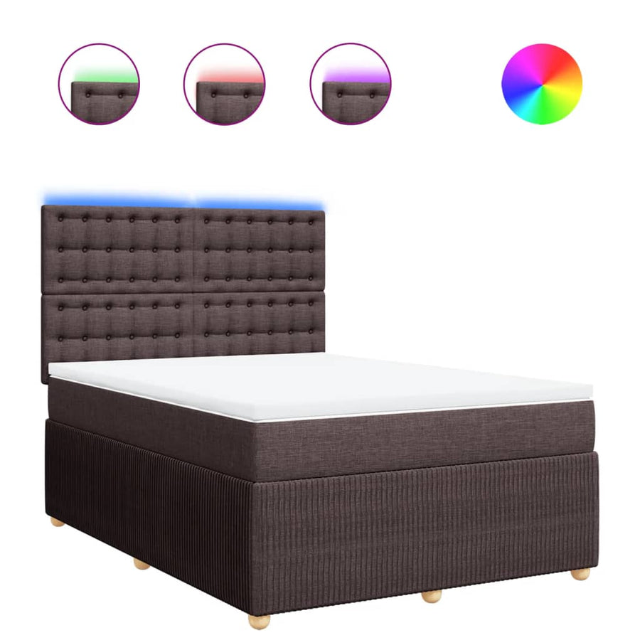 Boxspring met matras stof donkerbruin 140x190 cm