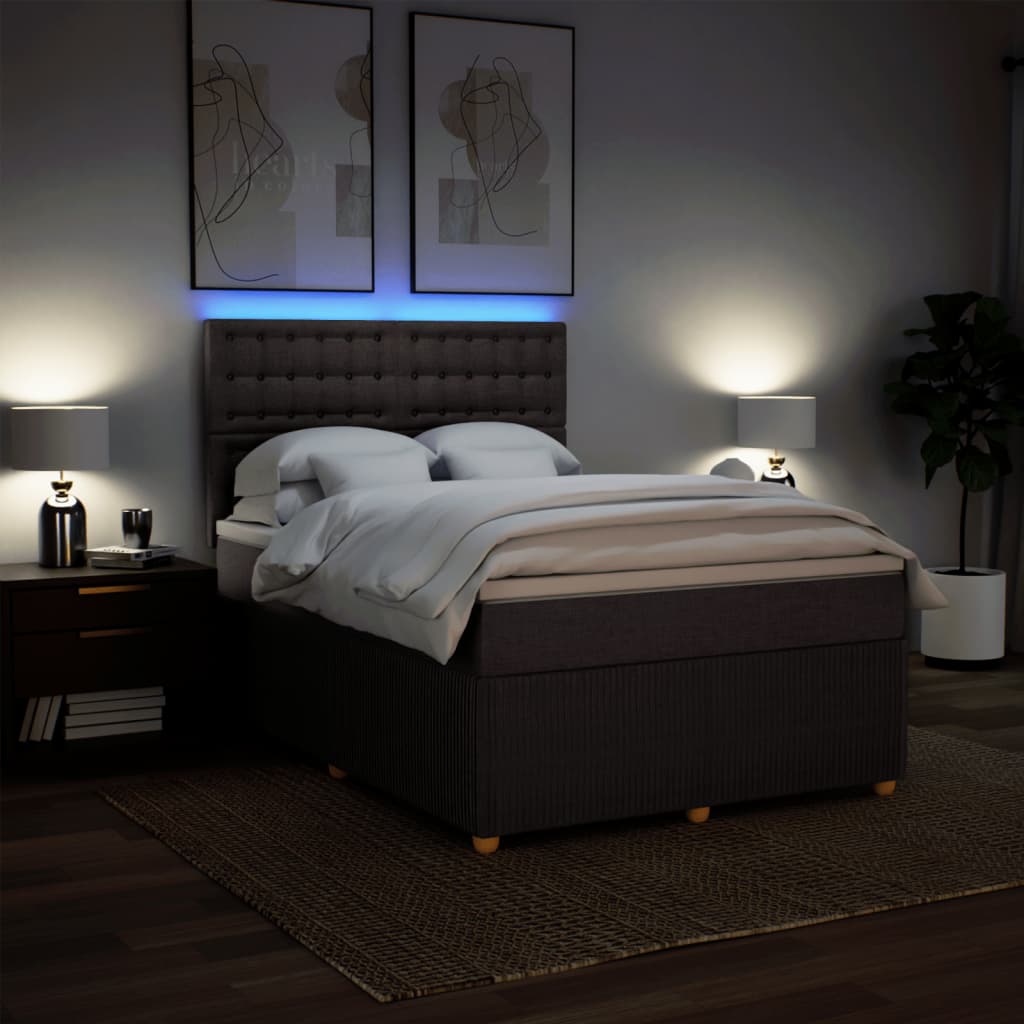 Boxspring met matras stof donkerbruin 140x190 cm
