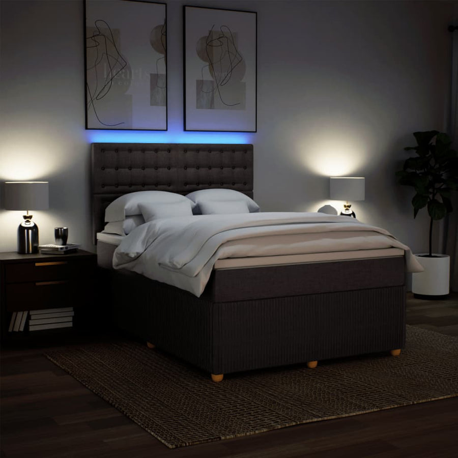 Boxspring met matras stof donkerbruin 140x190 cm