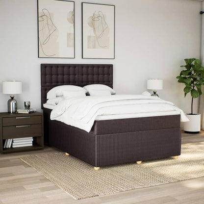 Boxspring met matras stof donkerbruin 140x190 cm