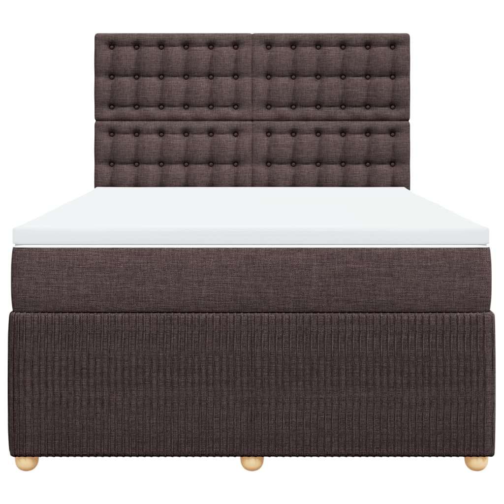 Boxspring met matras stof donkerbruin 140x190 cm