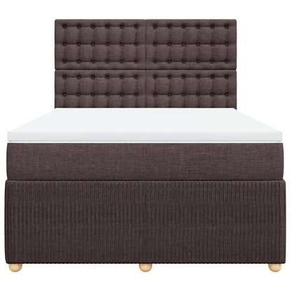 Boxspring met matras stof donkerbruin 140x190 cm
