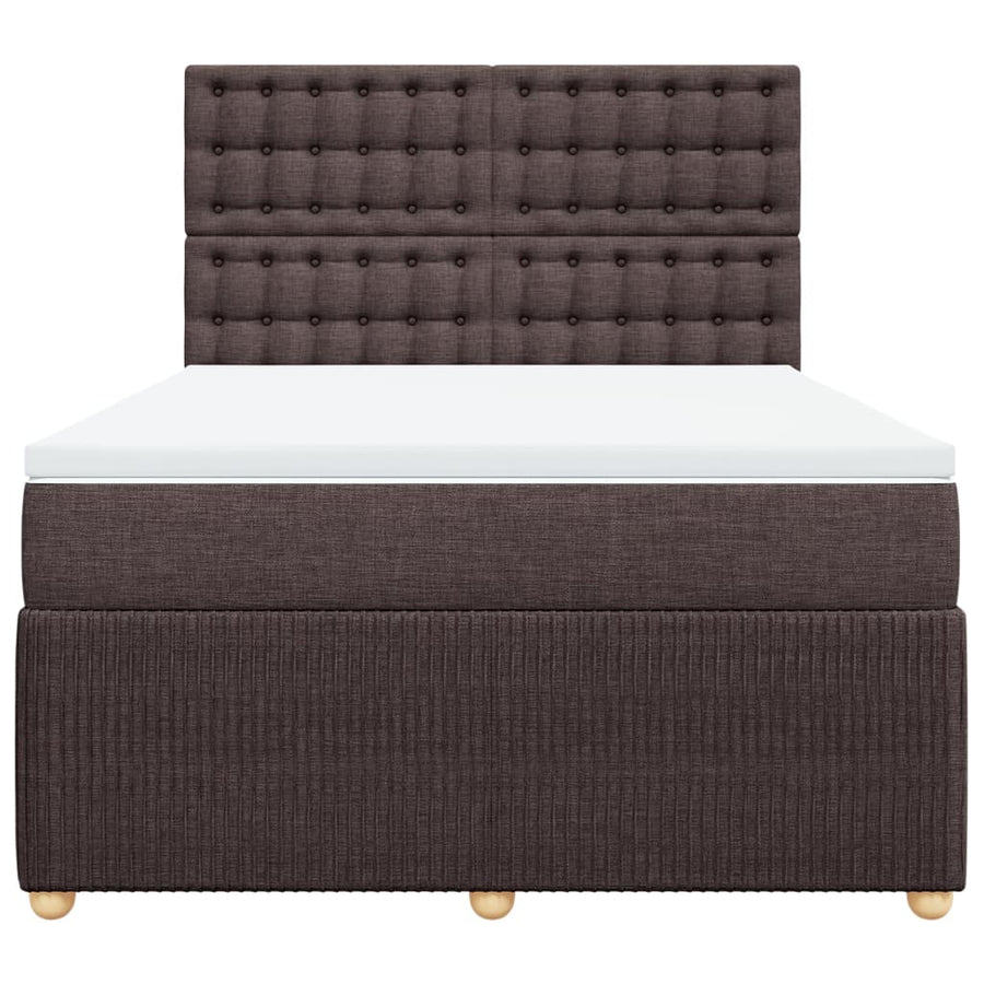 Boxspring met matras stof donkerbruin 140x190 cm