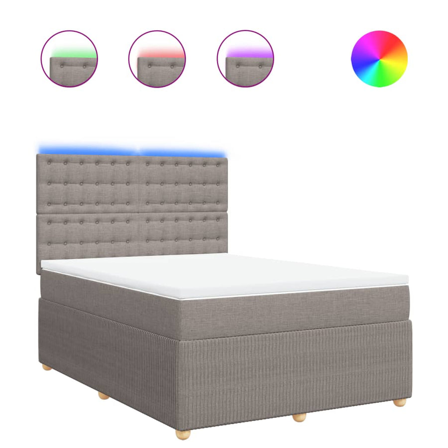 Boxspring met matras stof taupe 140x190 cm