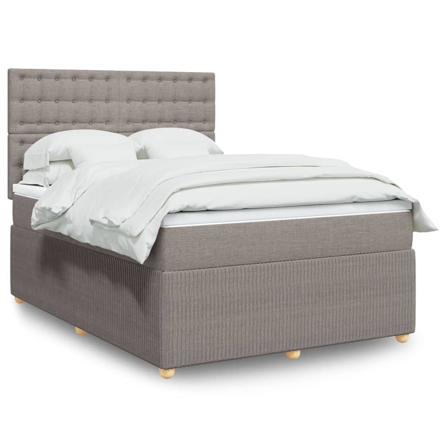 Boxspring met matras stof taupe 140x190 cm