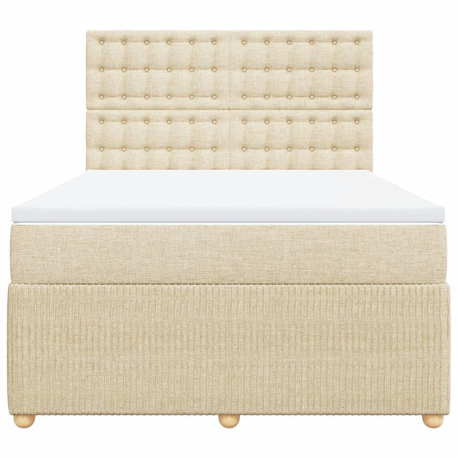 Boxspring met matras stof crèmekleurig 140x190 cm