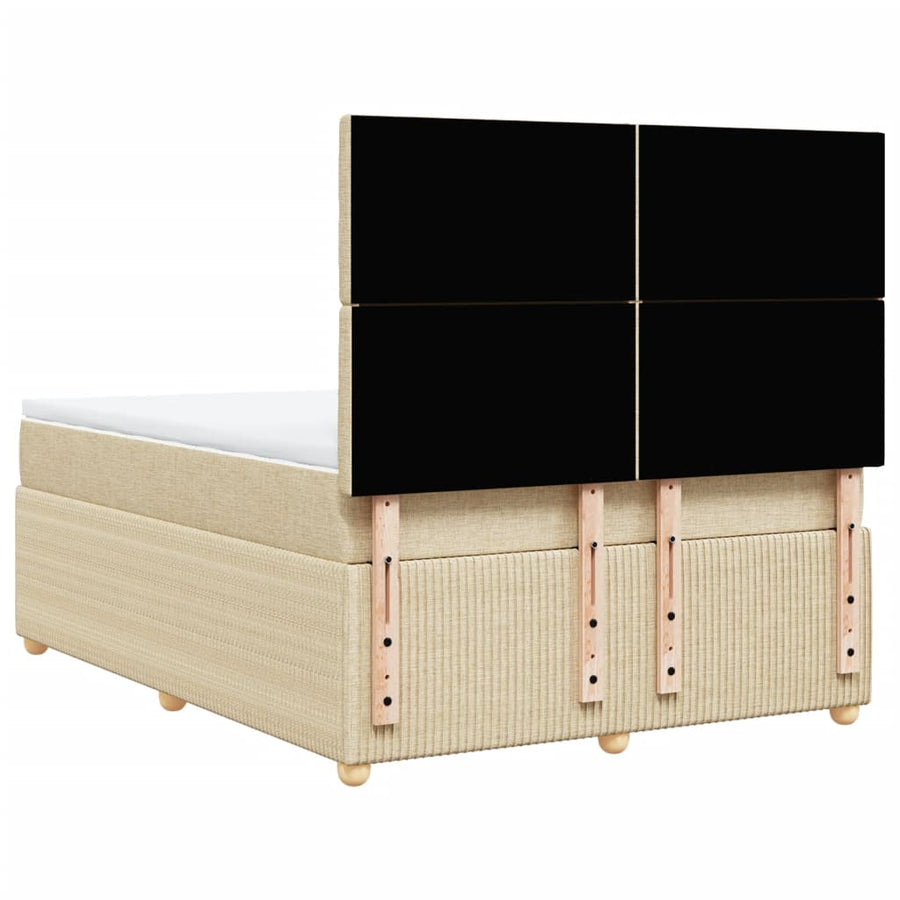 Boxspring met matras stof crèmekleurig 140x190 cm