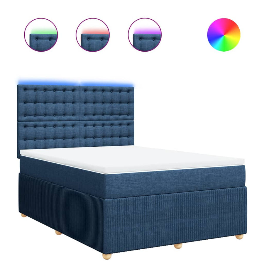Boxspring met matras stof blauw 140x190 cm