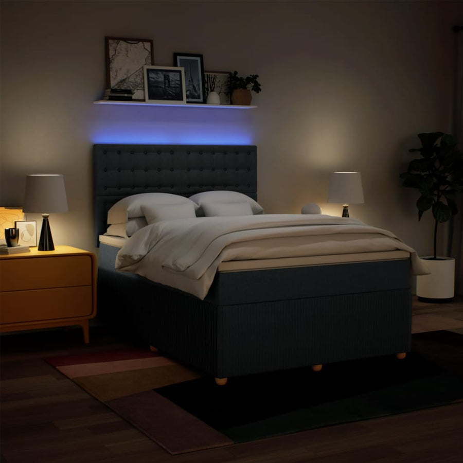 Boxspring met matras stof blauw 140x190 cm