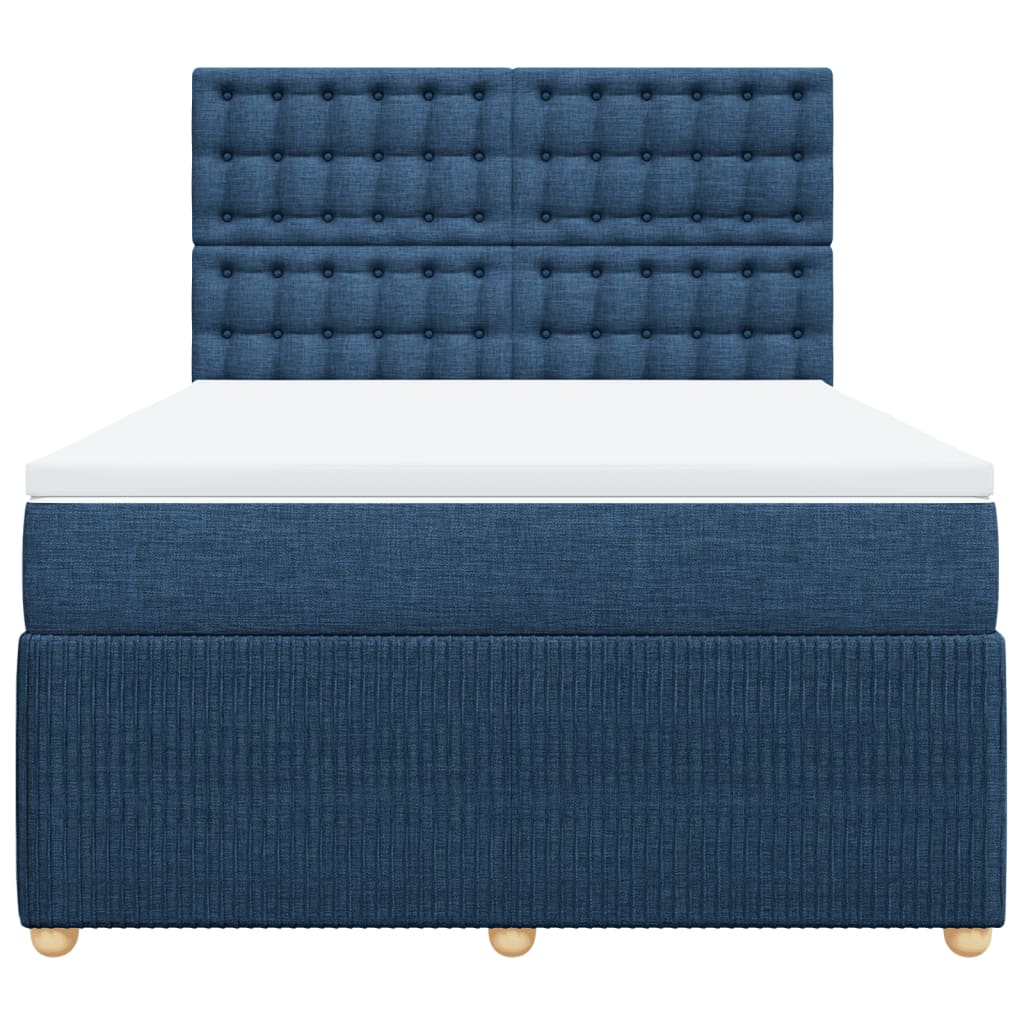 Boxspring met matras stof blauw 140x190 cm