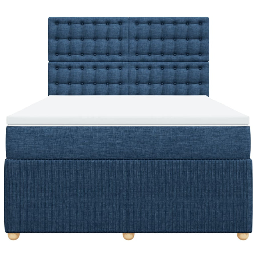 Boxspring met matras stof blauw 140x190 cm