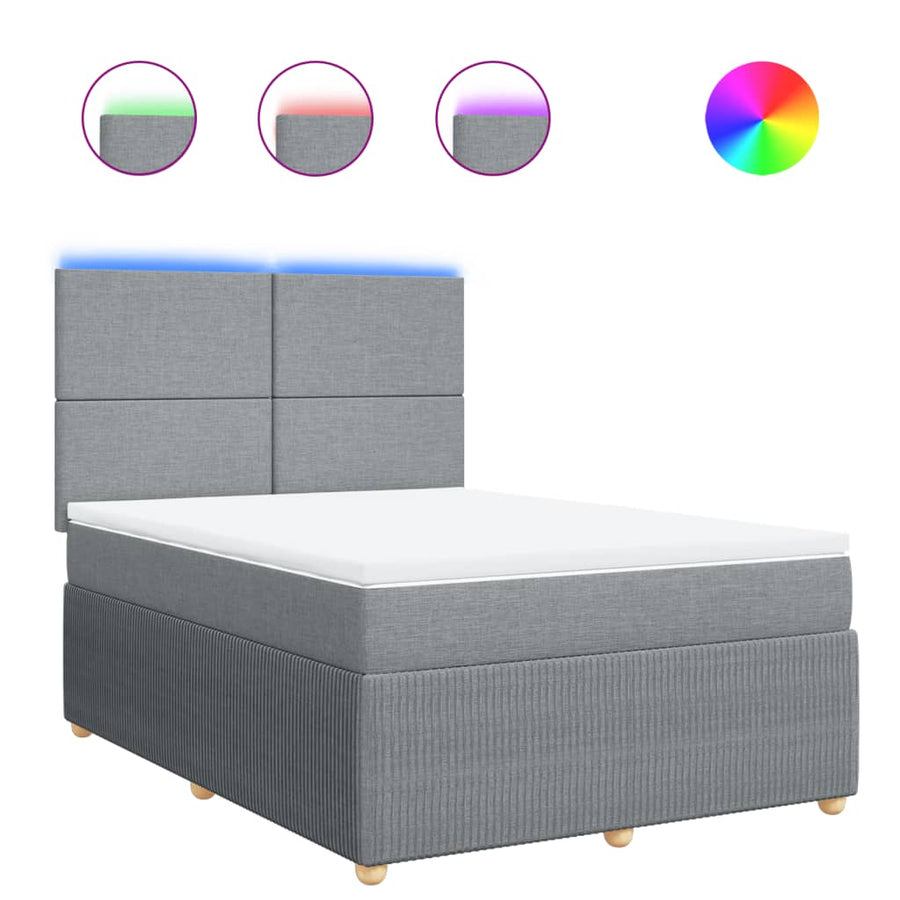 Boxspring met matras stof lichtgrijs 140x200 cm