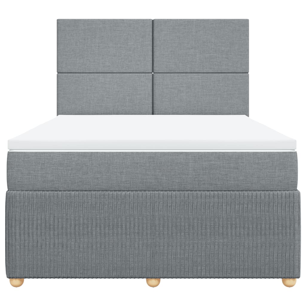 Boxspring met matras stof lichtgrijs 140x200 cm