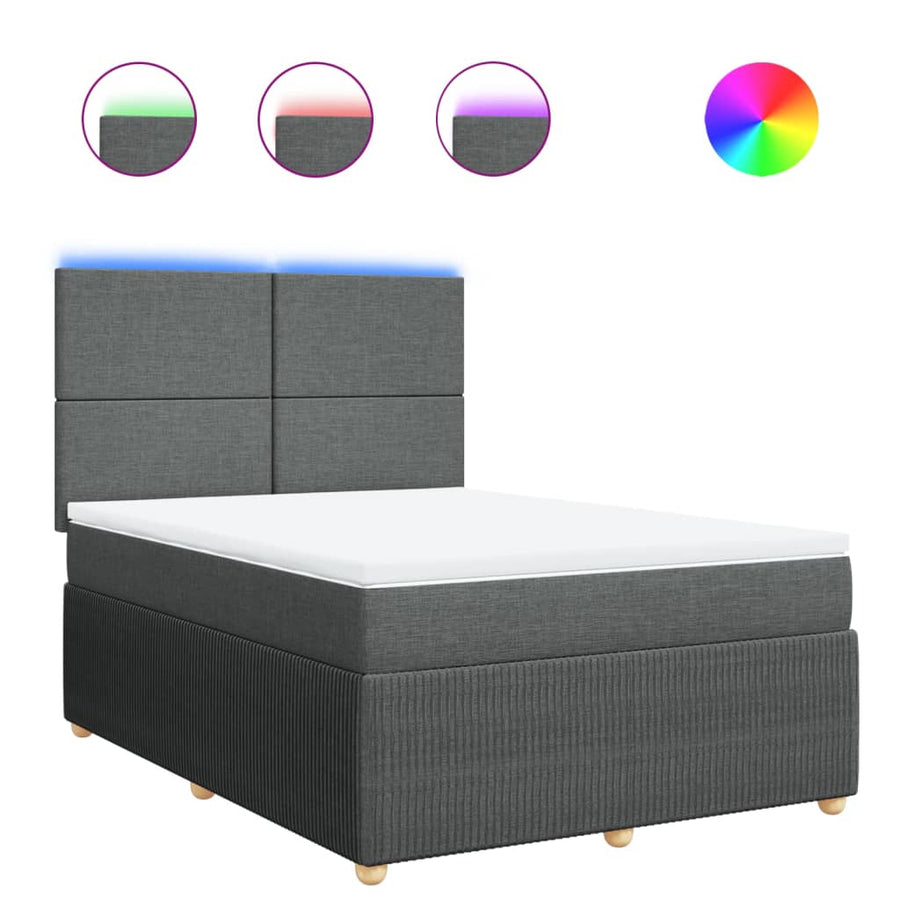 Boxspring met matras stof donkergrijs 140x200 cm