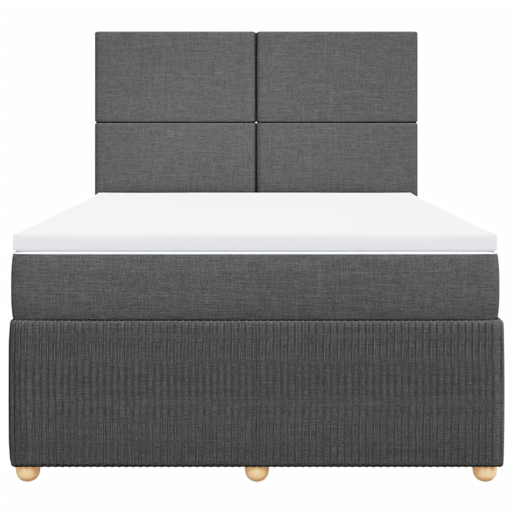 Boxspring met matras stof donkergrijs 140x200 cm