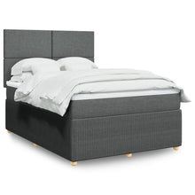 Boxspring met matras stof donkergrijs 140x200 cm