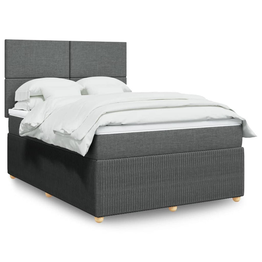 Boxspring met matras stof donkergrijs 140x200 cm