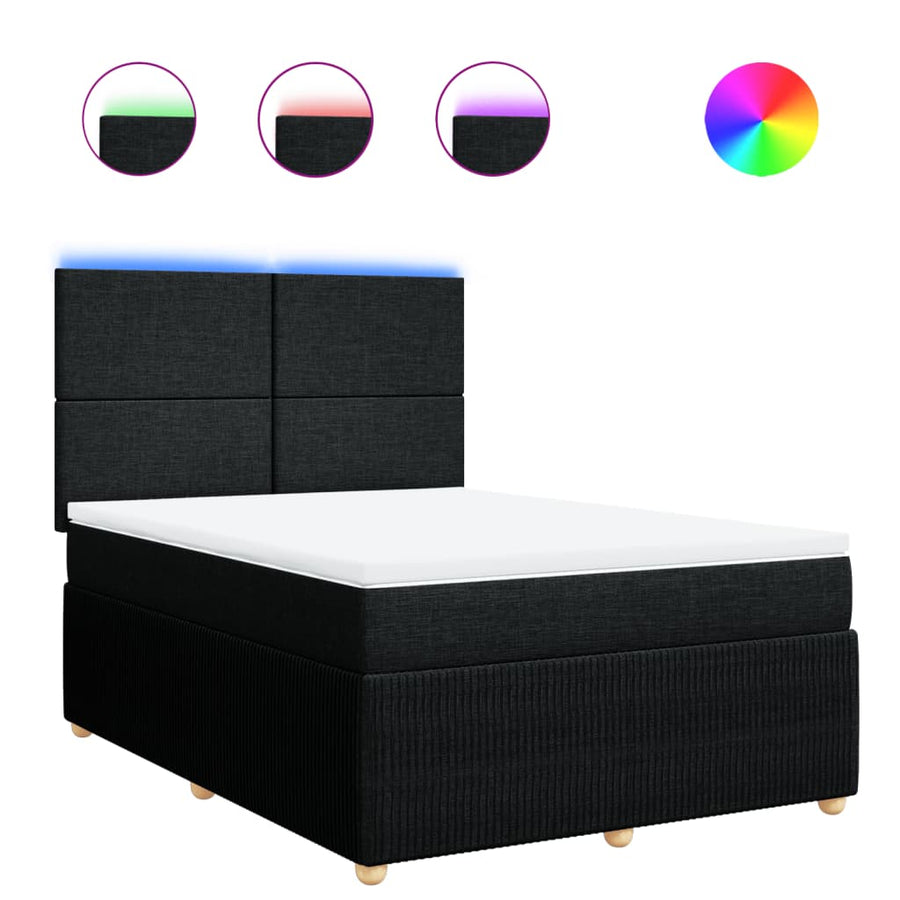 Boxspring met matras stof zwart 140x200 cm