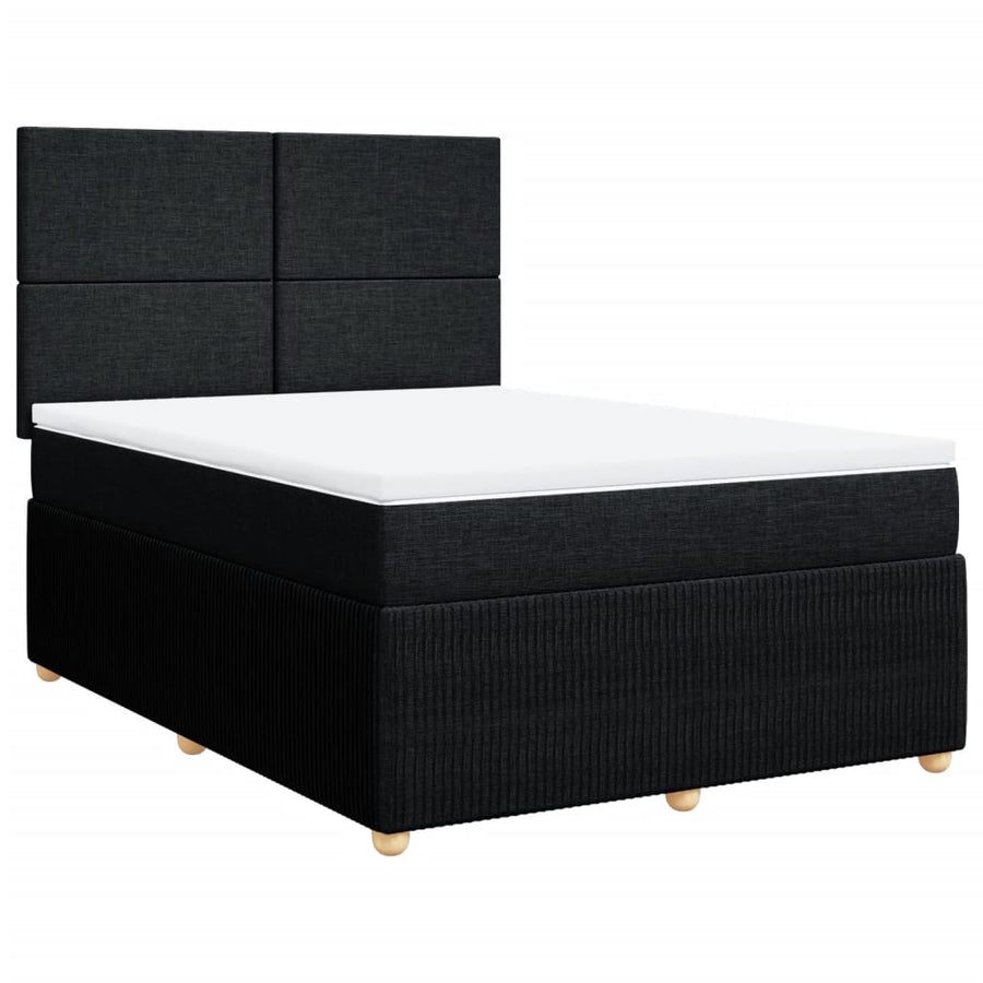 Boxspring met matras stof zwart 140x200 cm