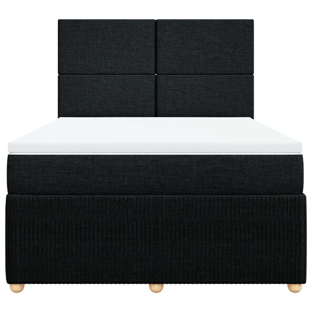 Boxspring met matras stof zwart 140x200 cm