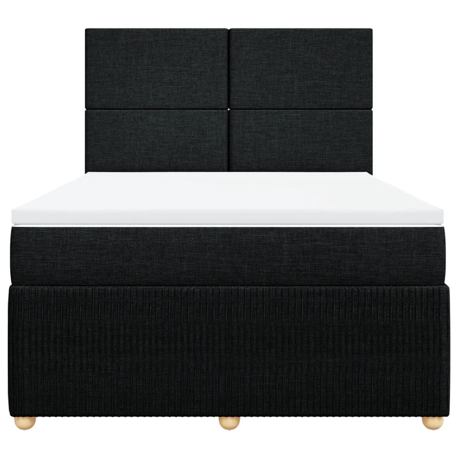 Boxspring met matras stof zwart 140x200 cm