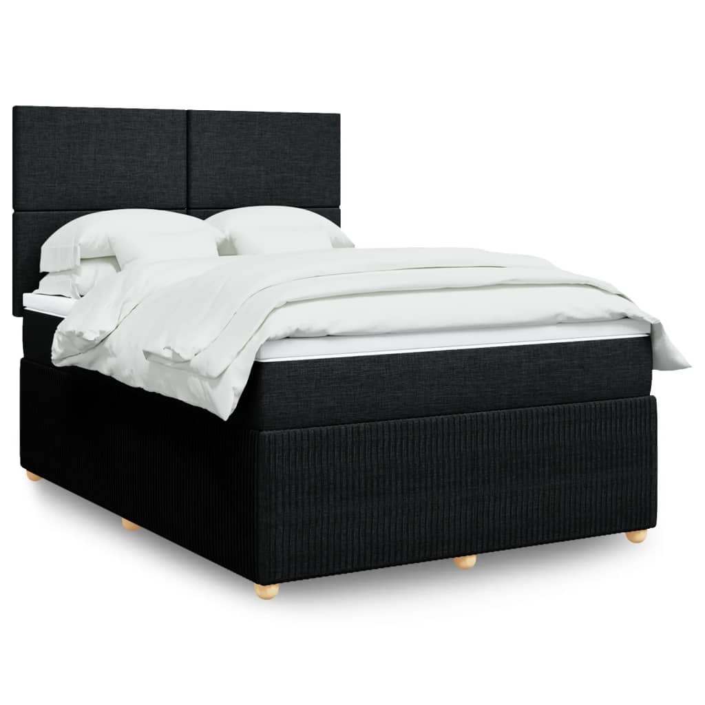 Boxspring met matras stof zwart 140x200 cm