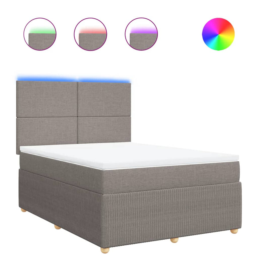 Boxspring met matras stof taupe 140x200 cm