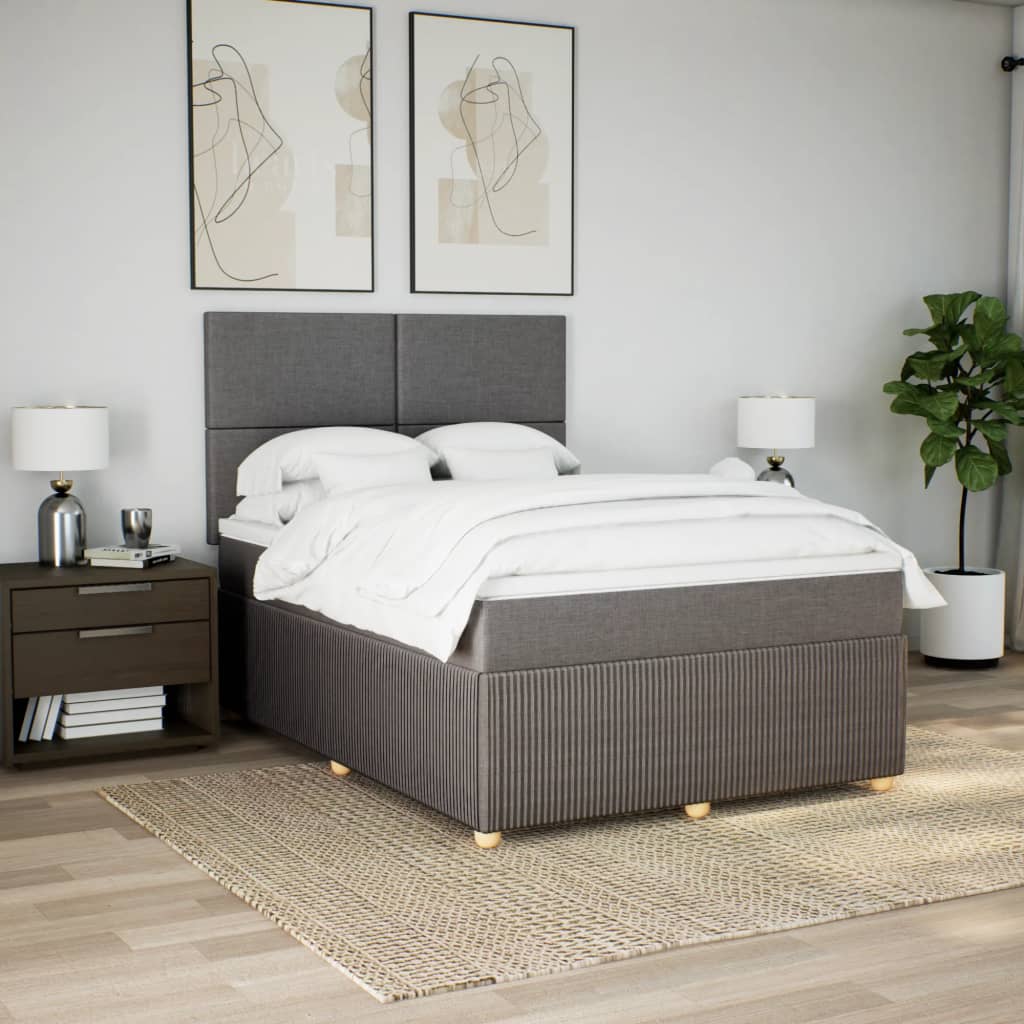 Boxspring met matras stof taupe 140x200 cm