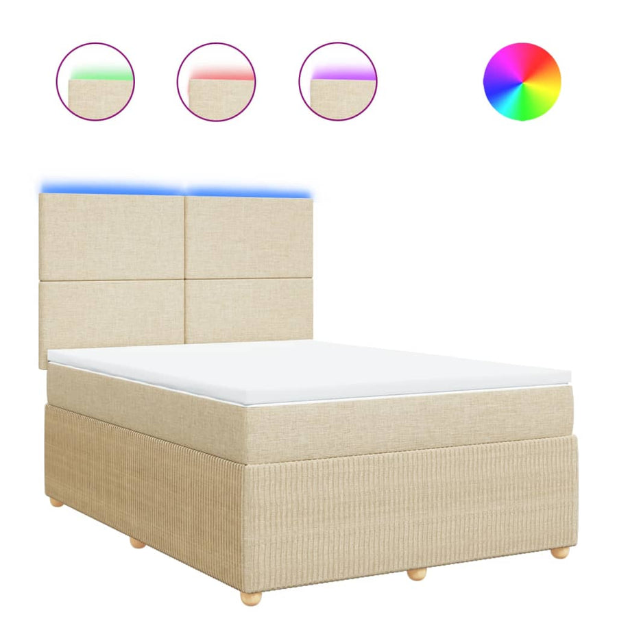 Boxspring met matras stof crèmekleurig 140x200 cm