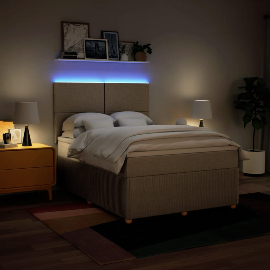 Boxspring met matras stof crèmekleurig 140x200 cm
