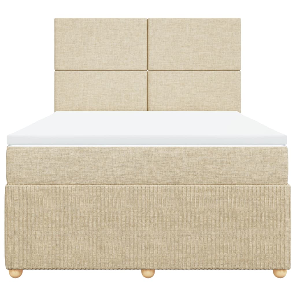 Boxspring met matras stof crèmekleurig 140x200 cm