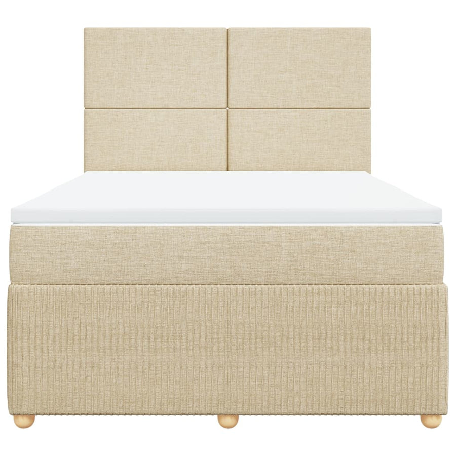Boxspring met matras stof crèmekleurig 140x200 cm