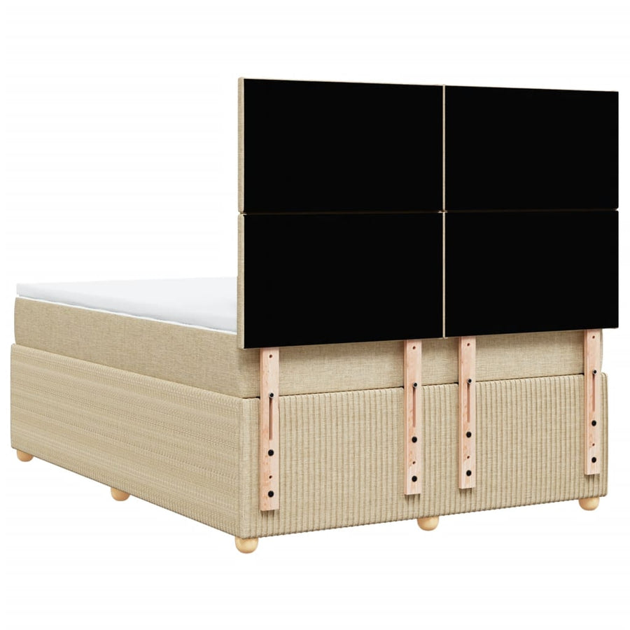 Boxspring met matras stof crèmekleurig 140x200 cm