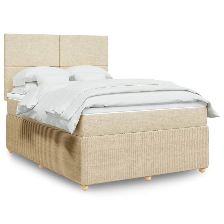 Boxspring met matras stof crèmekleurig 140x200 cm