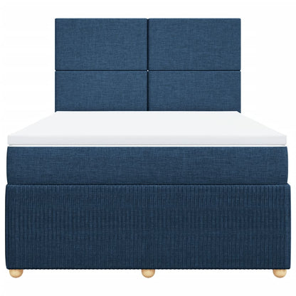 Boxspring met matras stof blauw 140x200 cm
